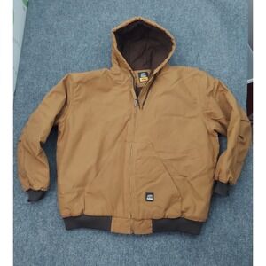 BERNE Chore Coat Mens 3XL Brown Duck Canvas Insulated Full Zip Bomber Work